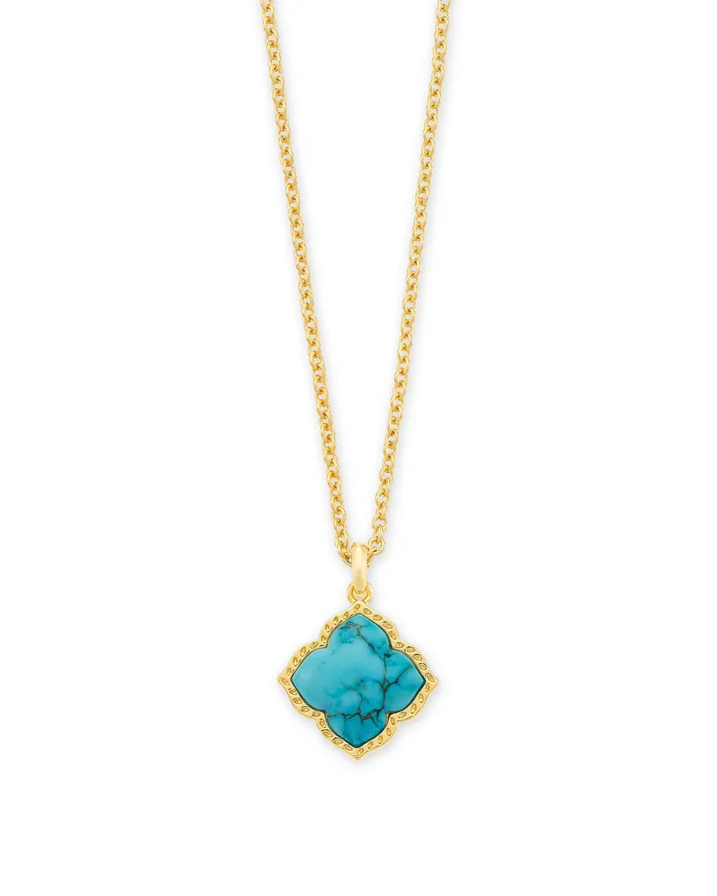 Kendra Scott Mallory Gold Pendant Necklace in Variegated Turquoise